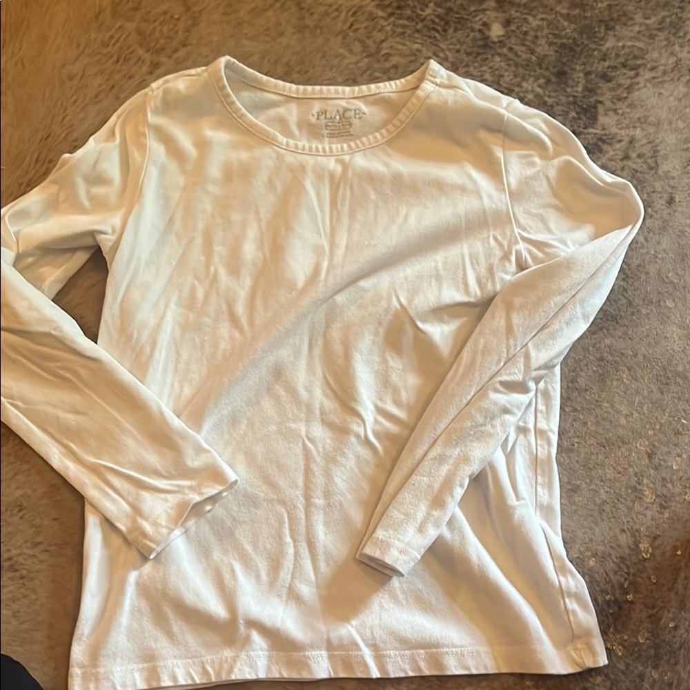 Bundle! The Children's Place 1 White Long Sleeve Tee Soft Cotton Crew and 1 red